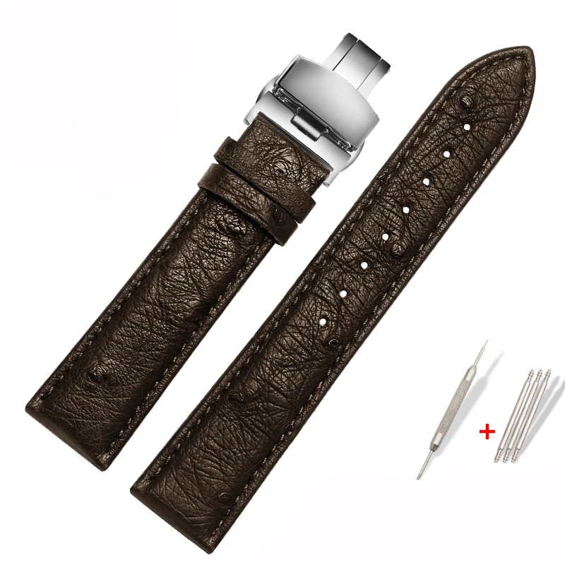 Genuine Watchband Ostrich Leather Strap Fit Seiko Omega Citizen Universal Bracelet 18mm 20mm 21mm 22mm Watch Band Brown Green