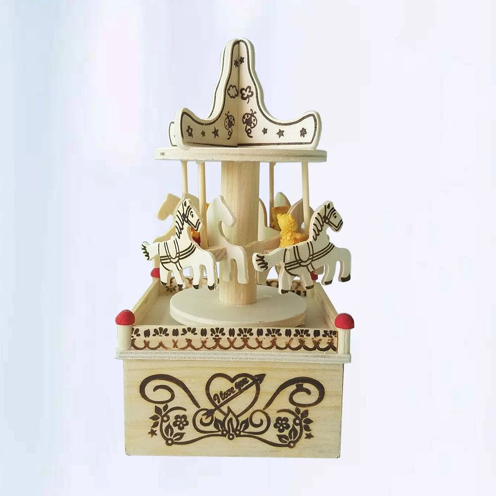 

Wooden Merry-Go-Round Music Box Creative Carousel Music Box Gift Home Crafts Ornaments Decoration (Mix Style)