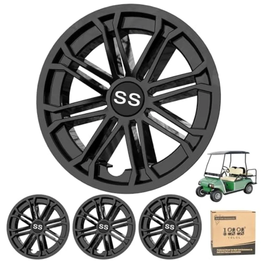 

Golf Cart SS Wheel Covers Hub Caps for EZGO, Club Car, Yamaha - 8 Inch Snap-on Installation, New, Set of 4