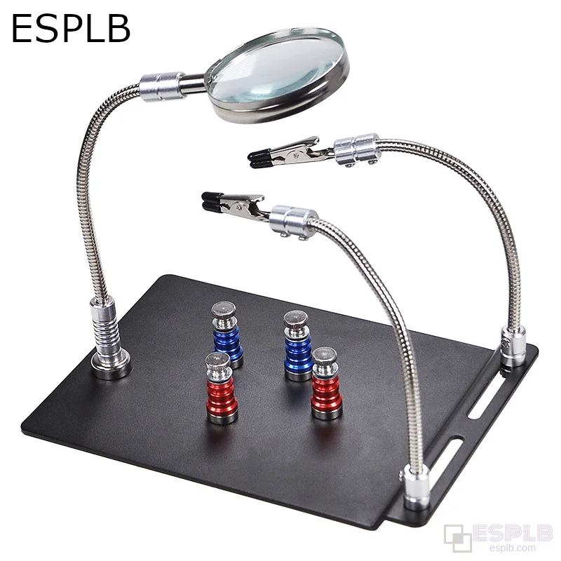 ESPLB Magnetische Lupe PCB Platine Halter Flexible Arm Löten Dritte Hand Schweißen Station Lötkolben Ständer – Detail 5