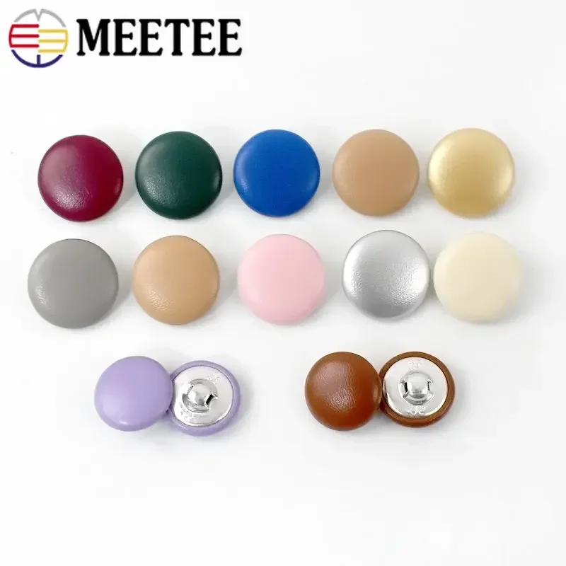 Meetee 50 Stuks 11-28mm Leer Bedekt Knop voor Jas Jas Decoratieve Gesp Ronde Schacht Knoppen Kleding naaien Sluiting Accessoire