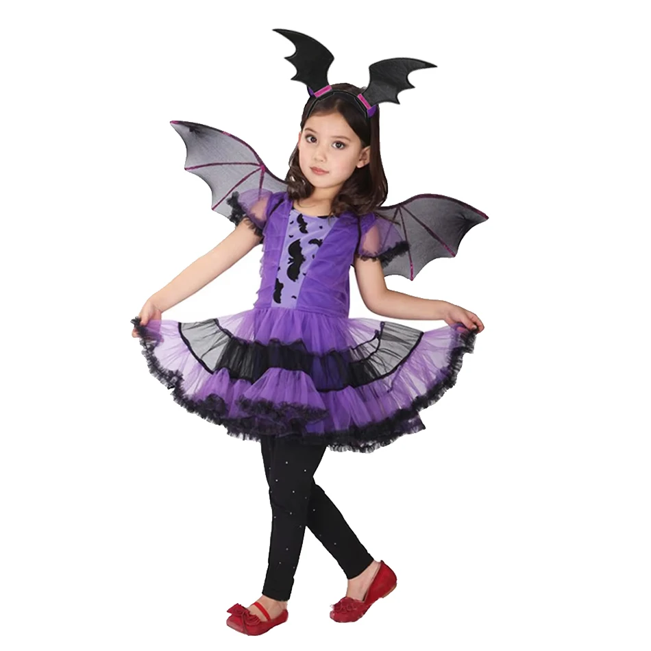 Halloween Vampire Disguise Clothing Child Disney Junior Vampirina Dress with Wings Gloves Girls All Saints\' Day Kids Costume