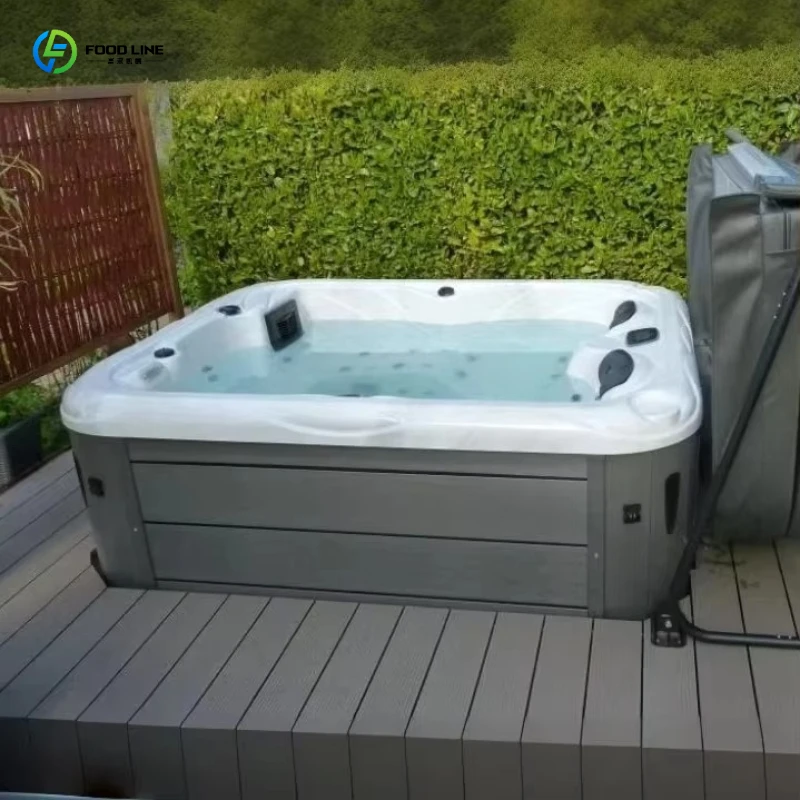 Acrylic Whirlpool Portable Hot Tub, 130 Jets Inflatable Massage Spa, Heated Bubble Pool for Backyard & Terrace