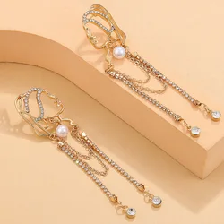 New Temperament Face Head Hollow Long Tassel Pearl Zircon Earrings Japanese and Korean Abstract Outline Female Fashion Jewelry