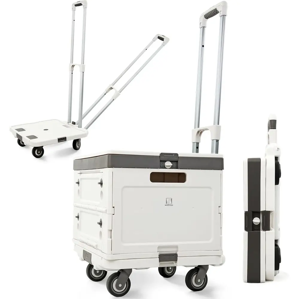 

Rolling Crate with Wheels, oldable Utility Cart with Adjustable Handle, Silent Rolling Design, 132 lbs Load acity — Great or Tea