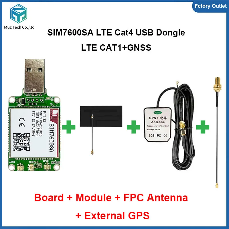 

SIMcom SIM7600SA USB Dongle LTE CAT1 4G Module Support GNSS With antenna breakout kit for New Zealand/Australia/South America