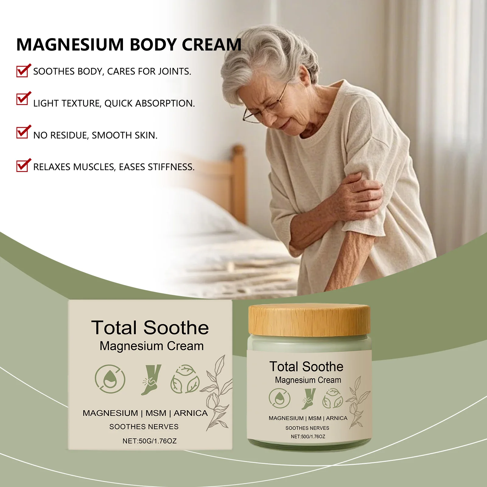 

Расслабление мышц Уход за телом Магниевый крем Нежный питательный ежедневный уход Массаж суставов тела Лимический магниевый крем