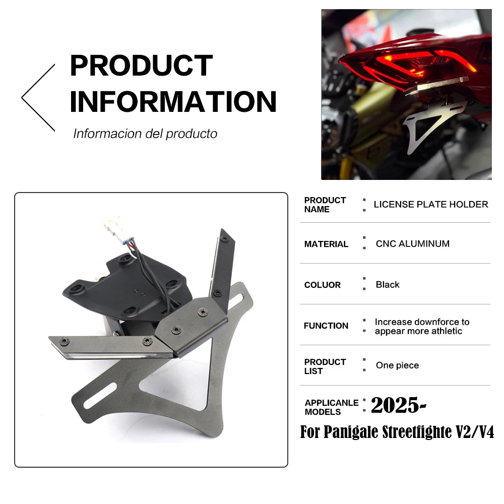 

For Ducati Panigale V4S V4 V2 Streetfighte V2 V4 2025 - NEW Motorcycle Mount Fender Eliminator Tail Tidy License Plate Holder