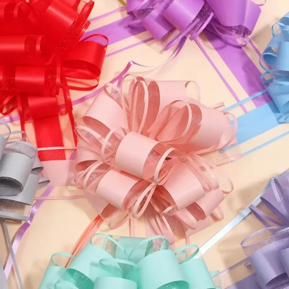 5Pcs New DIY Wedding Car Ribbon Gift Wrap Craft Flowers Wedding Car Bow Ribbons Pull Bows Knot Wedding Car Decor