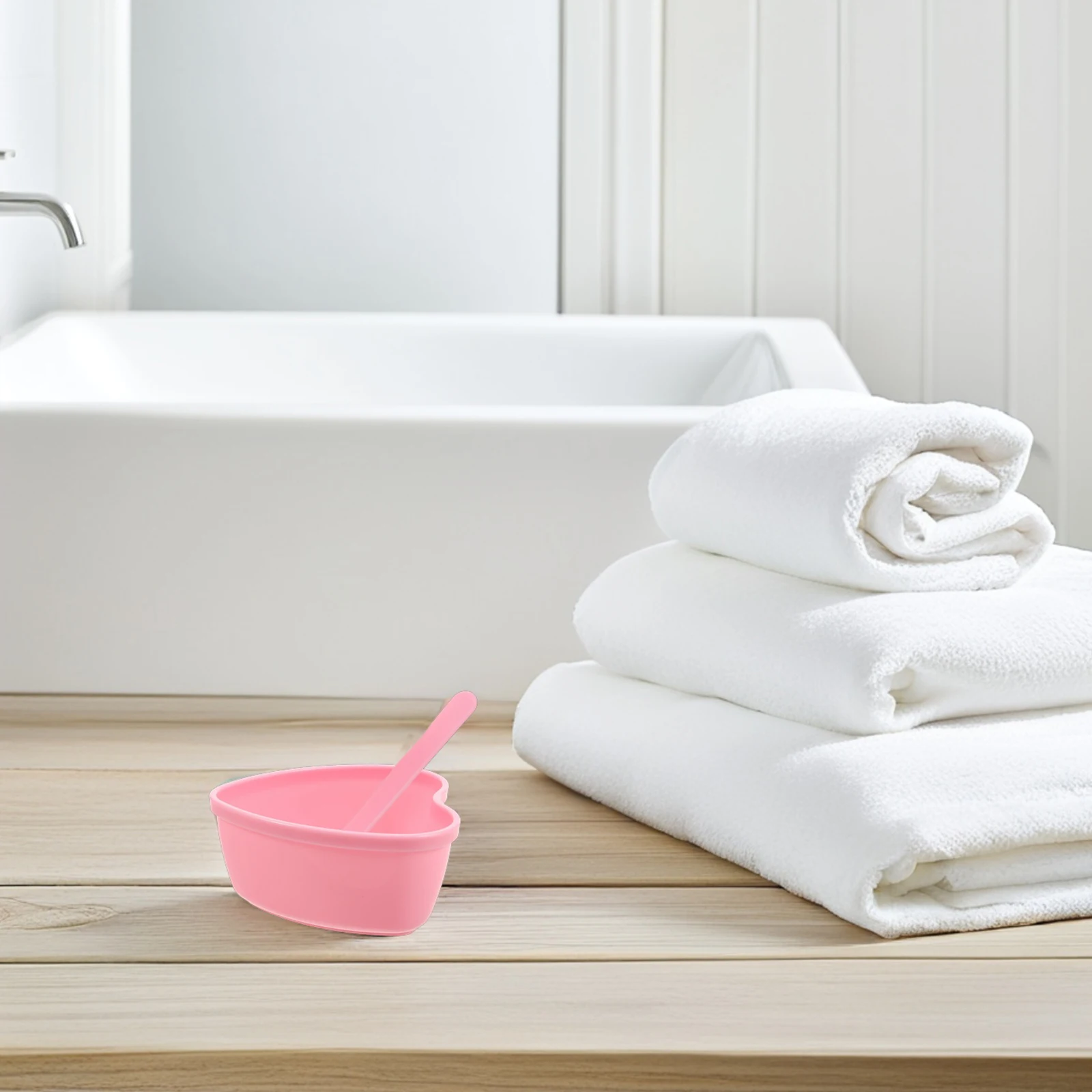 قناع الوجه على شكل قلب وردي، مجموعة وعاء خلط، سطح أملس، بلاستيك عملي، العناية بالبشرة، سبا، السفر، أوعية الوجه، أدوات التجميل