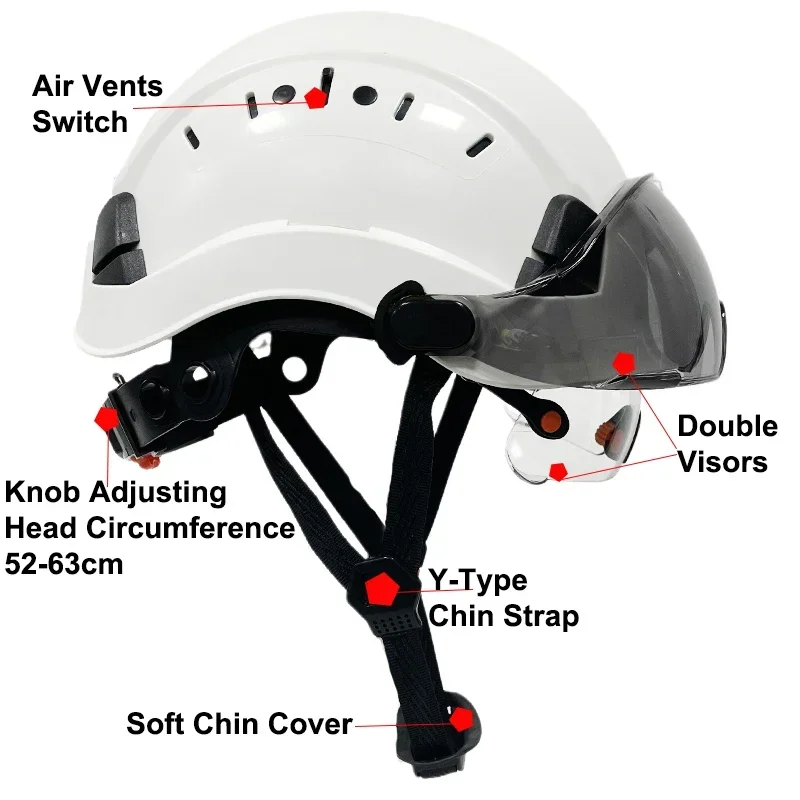 Imagem -04 - Capacete de Segurança de Construção com Viseira Embutida para Engenheiro ce Abs Hard Hat Cap Trabalho Industrial Goggles Head Protection Novo