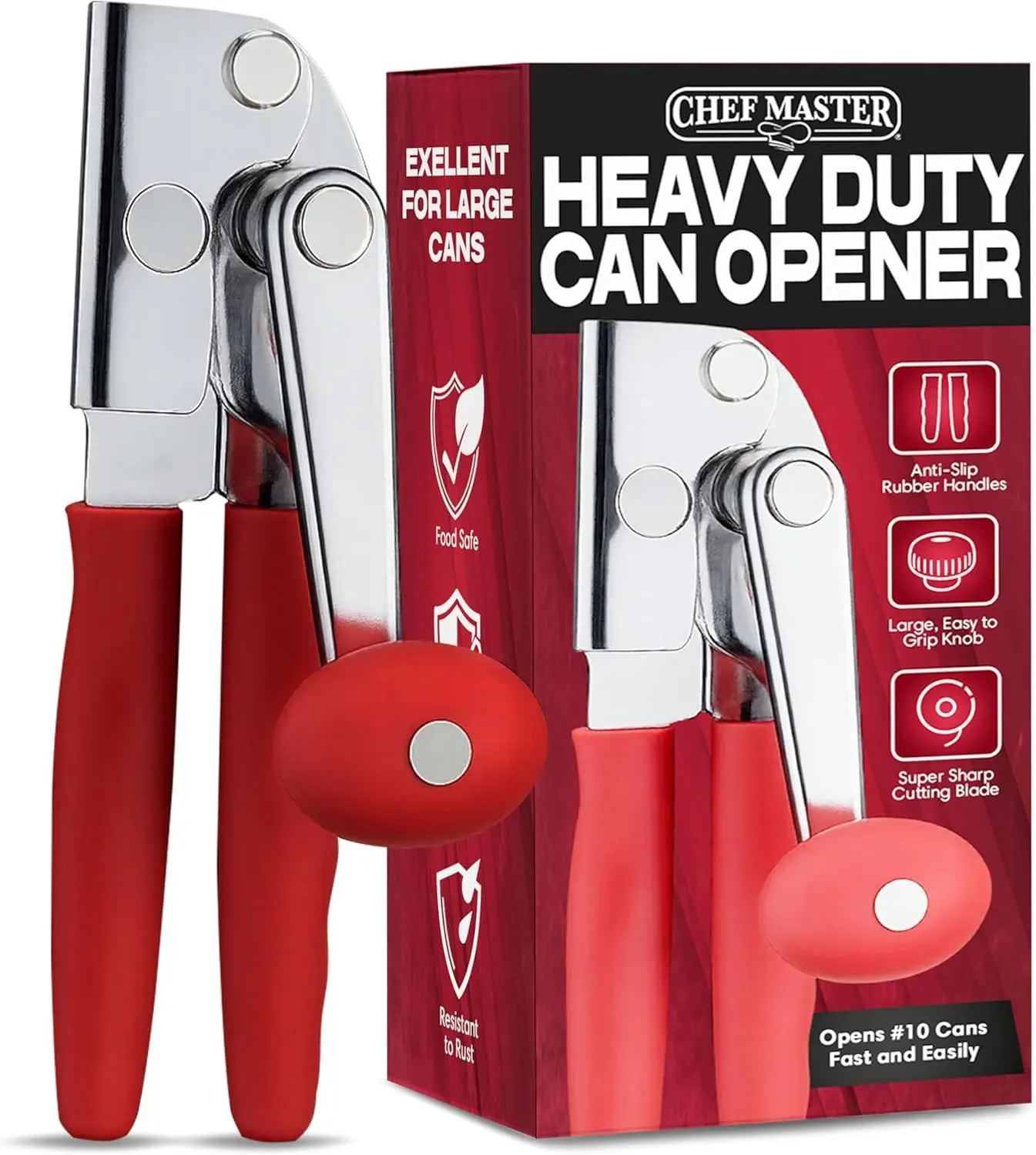 

Прочный ручной консервный нож с нескользящей ручкой для больших банок - кухонный инструмент из нержавеющей стали для пожилых людей, баров и фудтраков