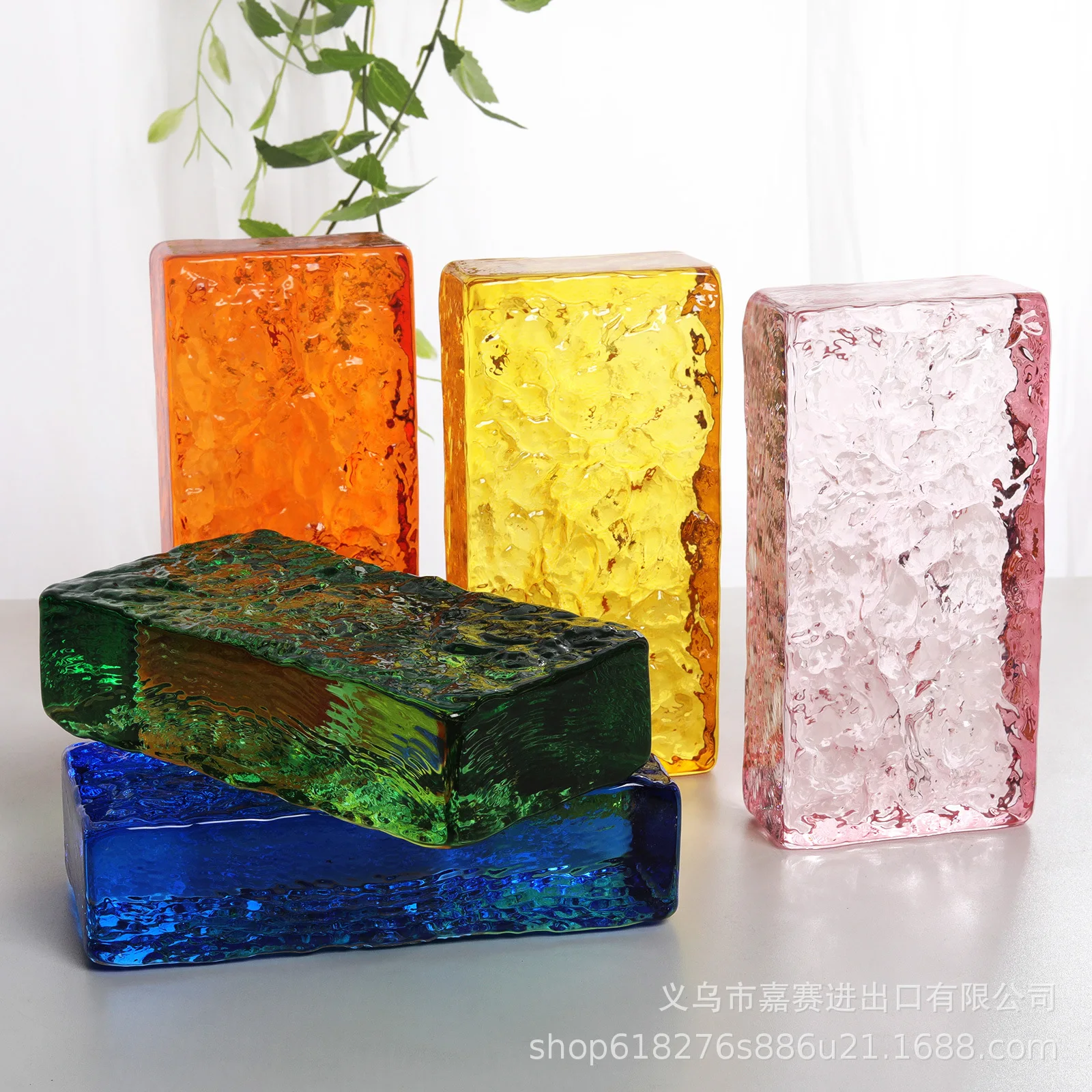 Chinese Minimalist Style Crystal Handicrafts Entrance Door Partition Hotel Screen Gradual Change Double-sided Ice Crystal Brick