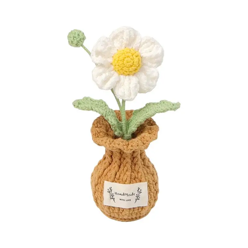 

Crochet Flowers Handmade Knitted Flower Fade-Resistant Decorative Blooms For Studio Desk Window Sill Entrance Living Room