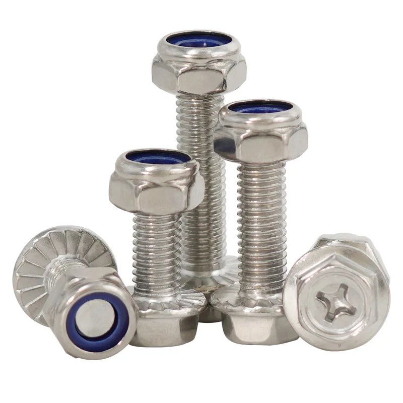 M3 M4 M5 M6 M8 304 Stainless Steel Metric Thread Phillips Flange Bolts External Hex Hexagon Screws Nylon Insert Lock Nut Set - Image 5