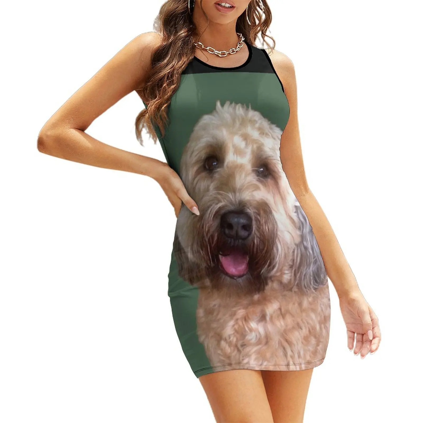 

Wheaton Terrier with Green Background Sleeveless Sundress women formal occasion dresses Woman dresses