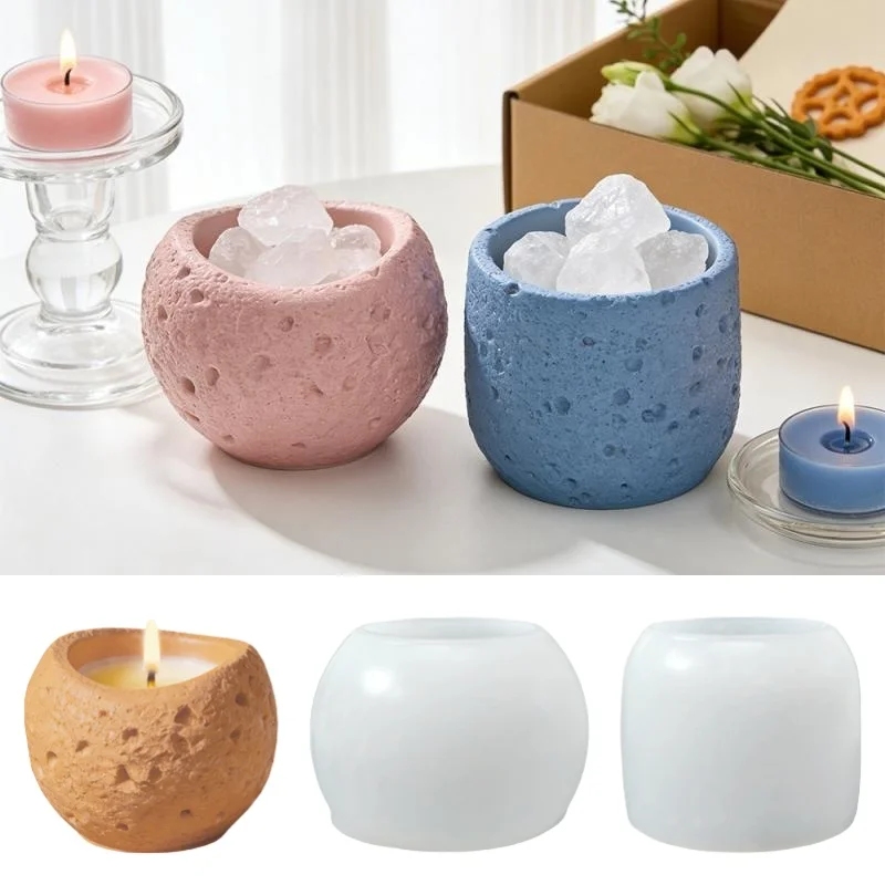 

Plaster Succulent Flowerpot Silicone Mold DIY Round Candle Aromatherapy Cup Cement Concrete Resin Molds Creative Ornament Making