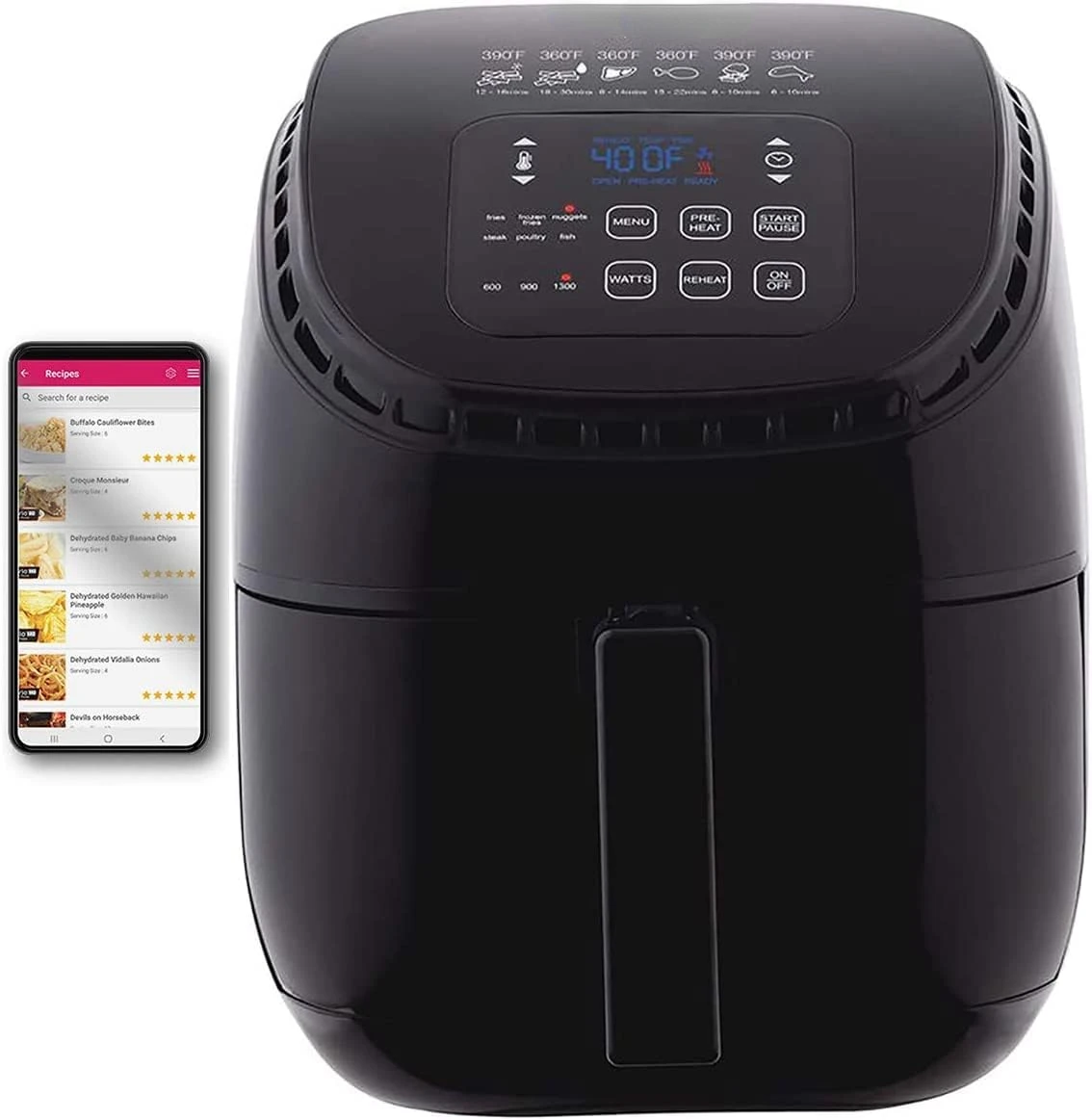 

(Renewed) 6-quart Brio Healthy Digital Air Fryer with One-Touch Digital Controls, 6 Preset Menu Functions & Removable Divide