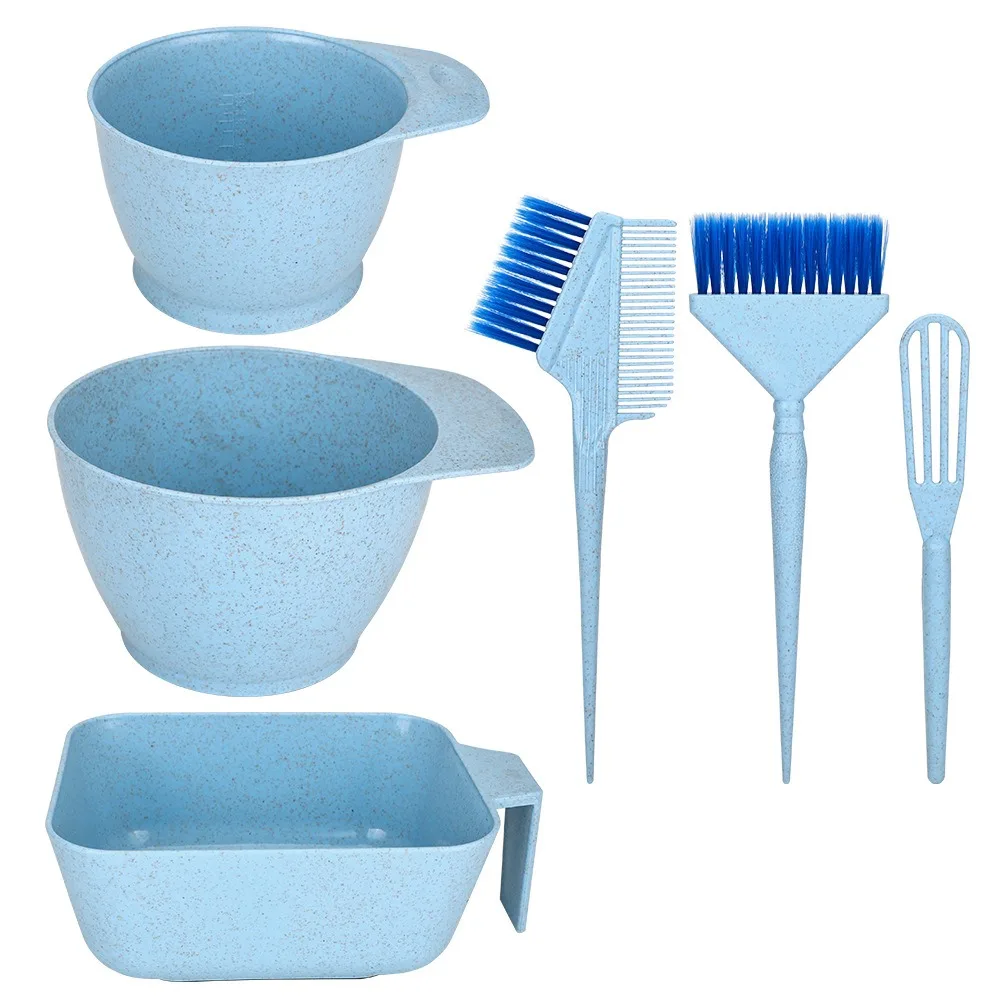 

6Pcs 4 Colors Professional Hair Coloring Kit Hairdressing DIY Hair Dye Tools Set Hair Styling Portable Mixing Bowl Brush Set