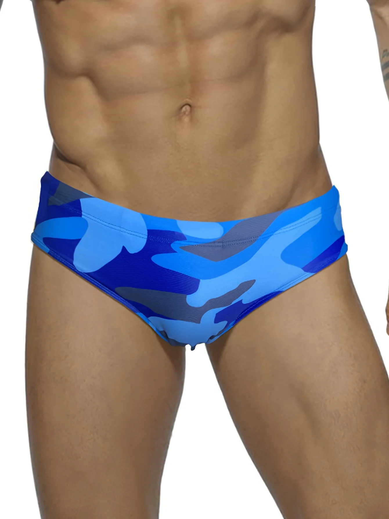 Men\'s patterned drawstring triangle underwear, men\'s swimwear, summer beach swimming shorts