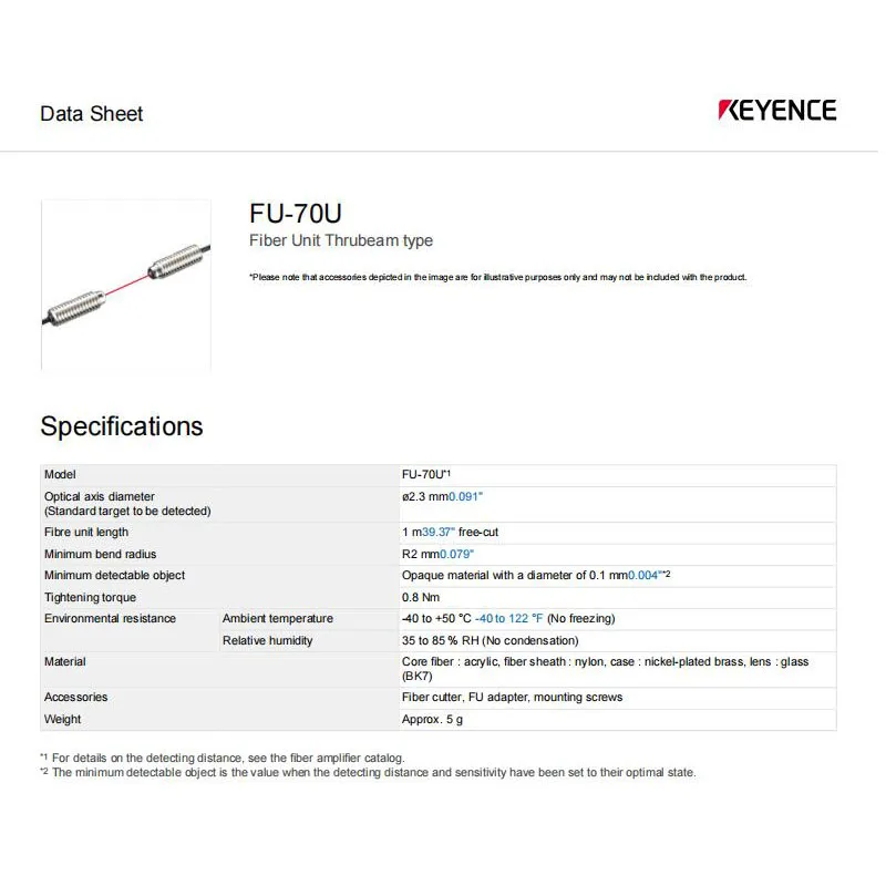 FU-70U KEYENCE Penetrating Fiber Optic Sensor,welcome to consult.