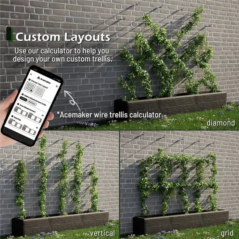 ABZL Wall Wire Trellis Kit 20-Set For Climbing Plants Outdoor, 5/64