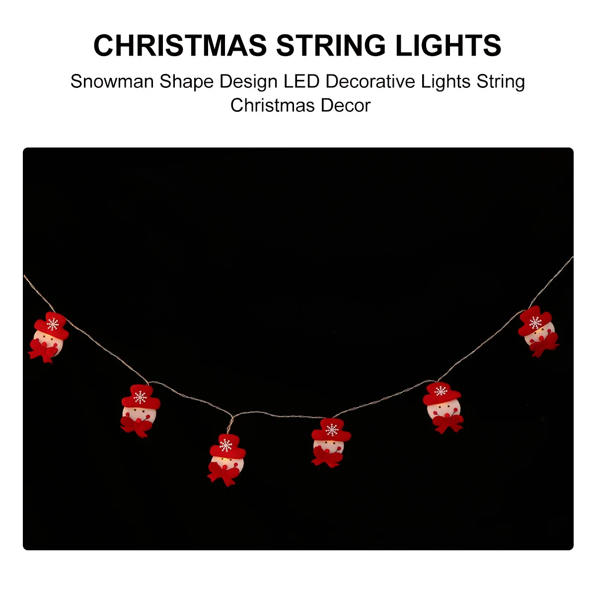

1Pcs Adorable Snowman String Lights Christmas Decor LED Lint Material Easy Install Multiple Occasions Christmas String Lights