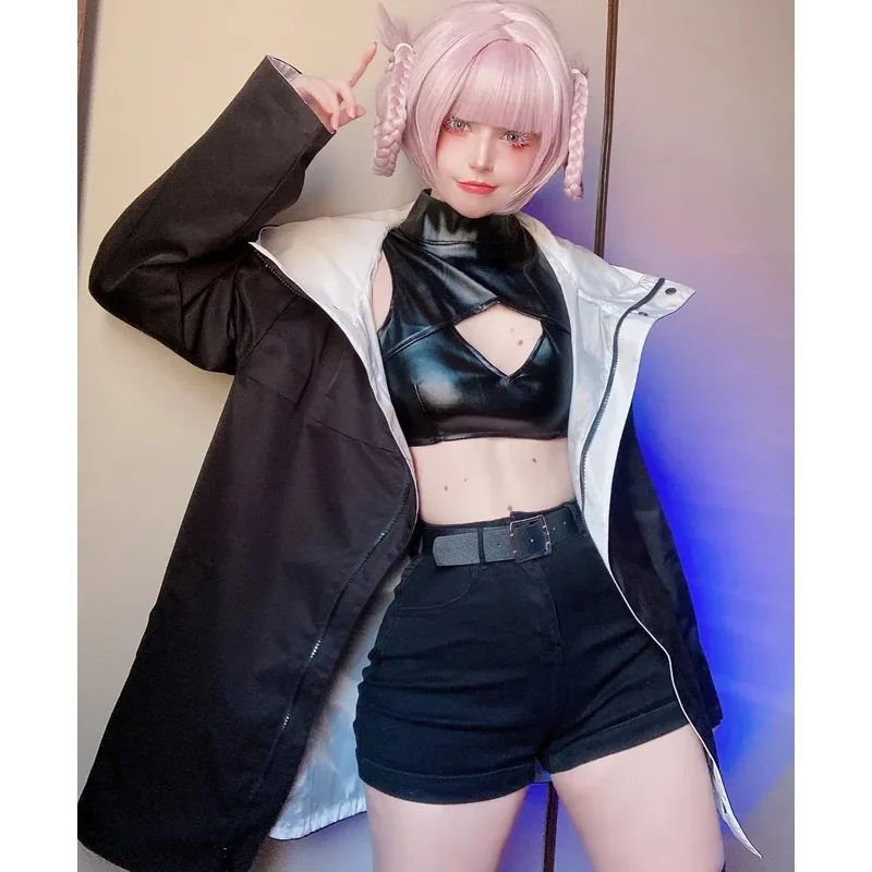 HOLOUN Call of The Night Anime Cosplay Costume Nazuna Nanakusa Vampire Black Coat Cloak Vest Wig Light Pink Braid Hair Halloween