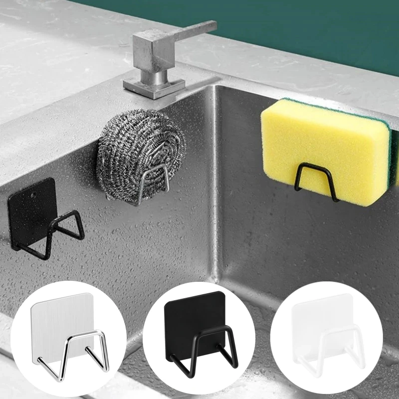 

Stainless Steel Kitchen Sponge Rack, Self Adhesive Storage Rack, Wall Hanging Hook, Drain Organ