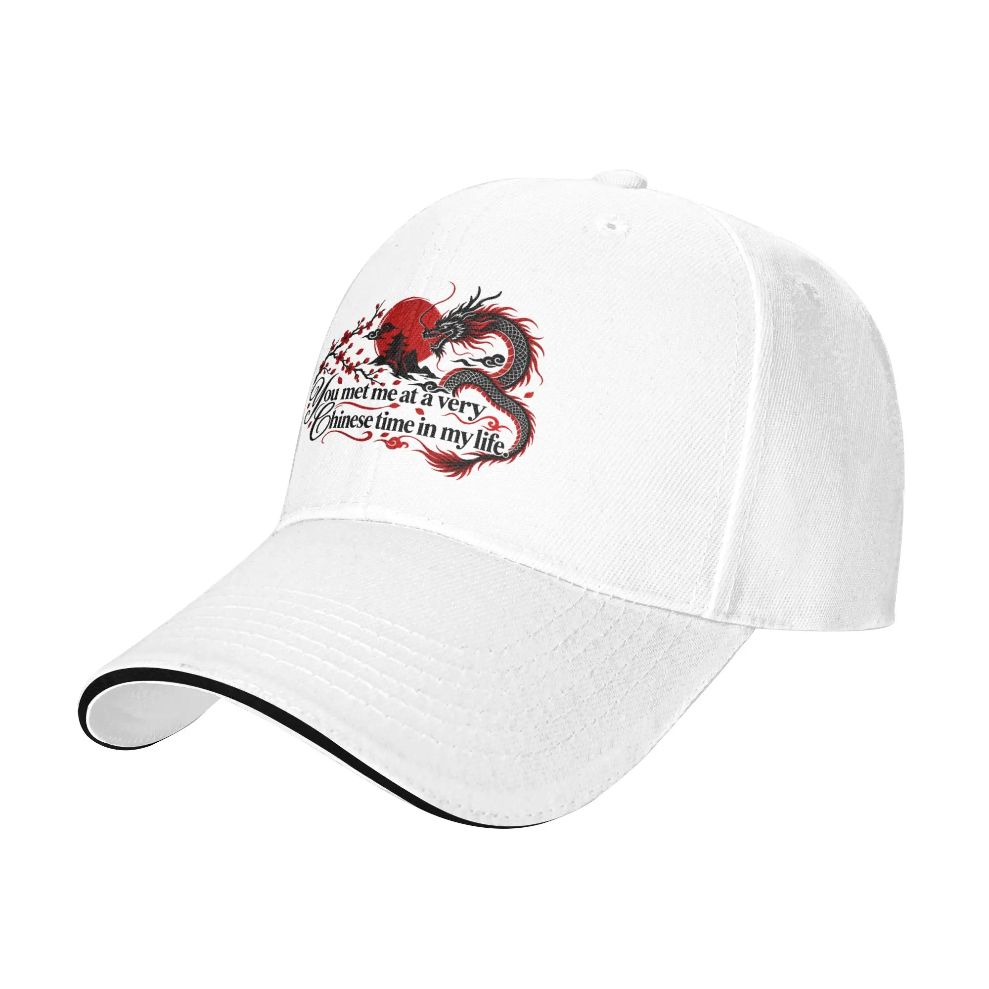You Met Me At A Very Chinese Time In My Life Baseball Caps Fashion  Sandwich Cap Unisex Polyester Dad Hat Outdoor