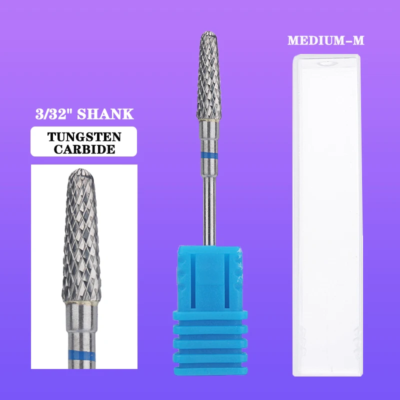 Carbide Cuticle Clean Cone Nail Bit 3/32'' Electric Machine Gel Polish Remover Nail Accessory Burr Milling Cutter Manicure Drill