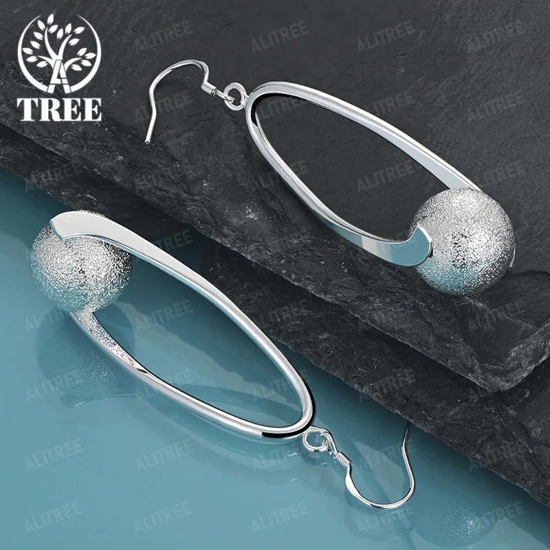 

925 Sterling Silver Frosted Ball Drop Earrings For Men Women Engagement Wedding Party Trend Jewelry Gift Elegant Accessories