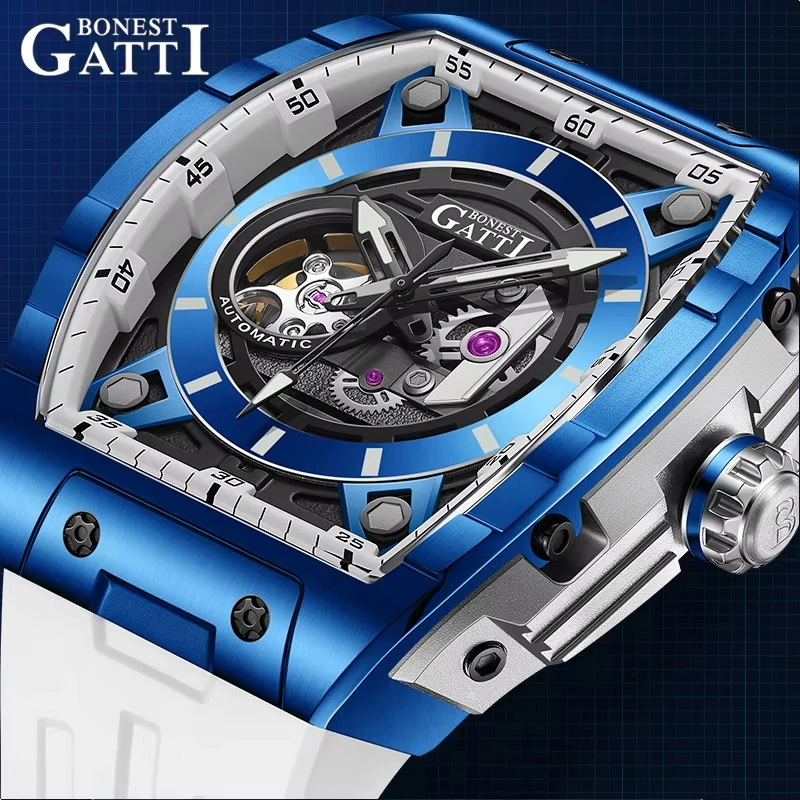 

НОВЫЕ роскошные автоматические часы BONEST GATTI, новые механические часы для мужчин, оригинальные наручные часы с сапфировым стеклом и светящимся циферблатом