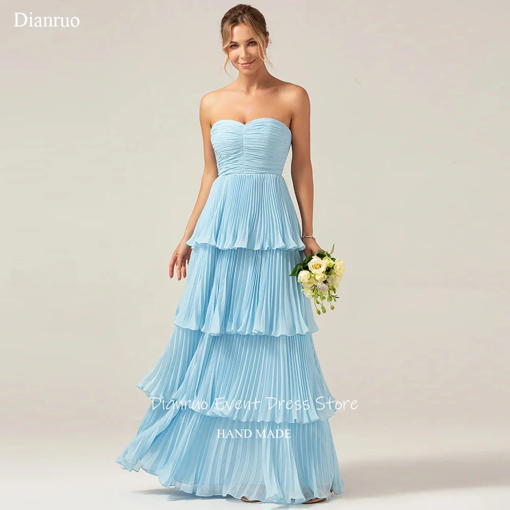 

Dianruo Sweetheart Tiered Hem Evening Dresses A Line Pleated Chiffon Dresses For Women Sleeveless Prom Gowns 2025 Customized