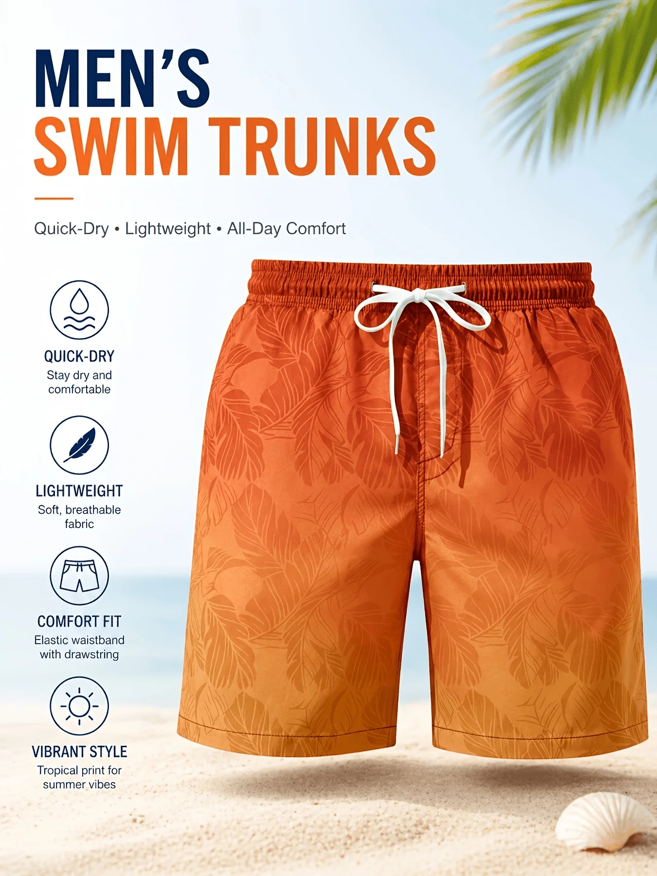Bermuda-Badehose, schnell trocknende Badehose, bedruckte Urlaubs-Surfhose mit Farbverlauf, ultraleichte, atmungsaktive Kleidung für Erwachsene – Detail 9