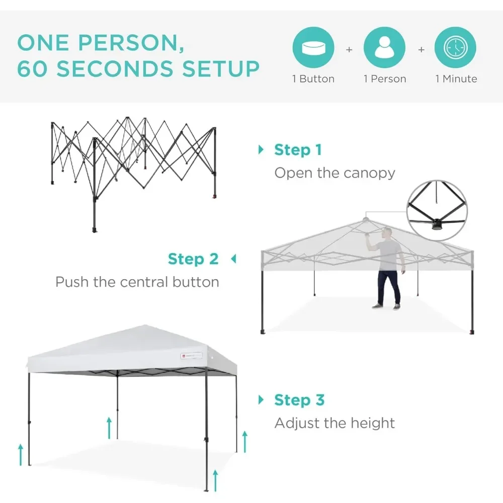 10 x 10 Fuß Pop-Up-Überdachungszelt für 1 Person, sofortiger tragbarer Unterschlupf mit 1 Knopfdruck, Koffer, 4 Gewichtstaschen