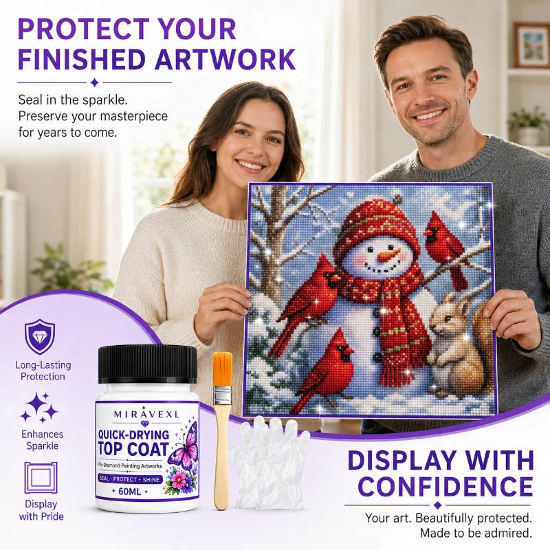 MIRAVEXL Diamond Painting Top Coat  Kit Quick Dry Waterproof Sealer with Brush & Gloves Long Last Shine for Finished 5D Artworks - view 5