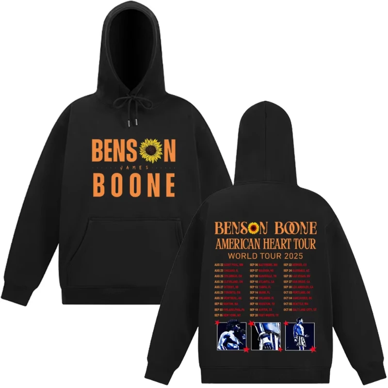 เสื้อฮู้ดลายกราฟิก Winter Benson Boone American Heart Tour Wen Tai แฟชั่นผู้ชาย ผ้าฝ้าย สปอร์ตแวร์ ฮิปฮอป ทรงหลวม