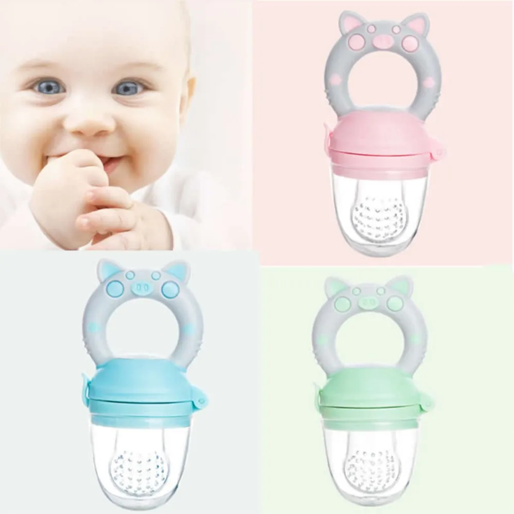 Pig Style Baby Fruit Vegetable Feeding Pacifier Trainning Bit Bag Plastic Buckle Enjoyed Pacifier Bit Feeder Consisting Tools