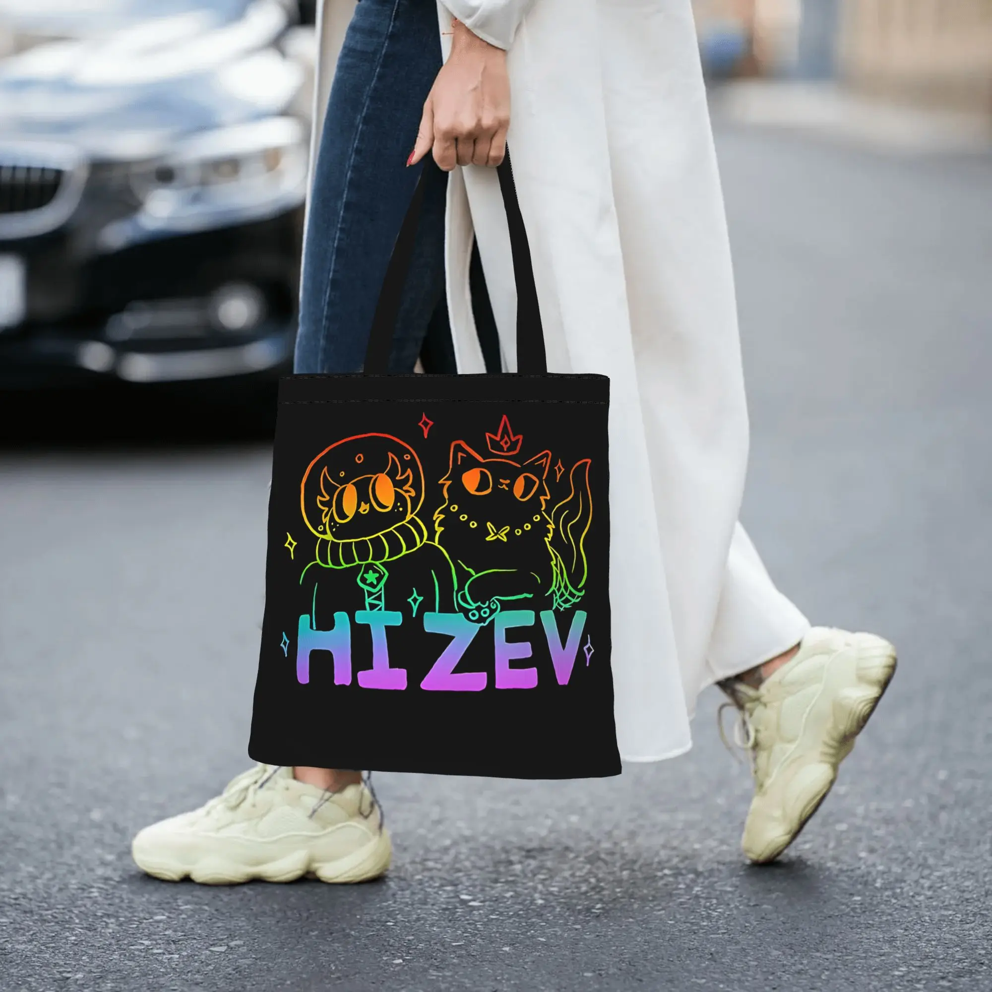 Hi Zev! Dungeon Crawler Carl Rainbow canvas tote bag,  urban style for daily shopping and casual outings