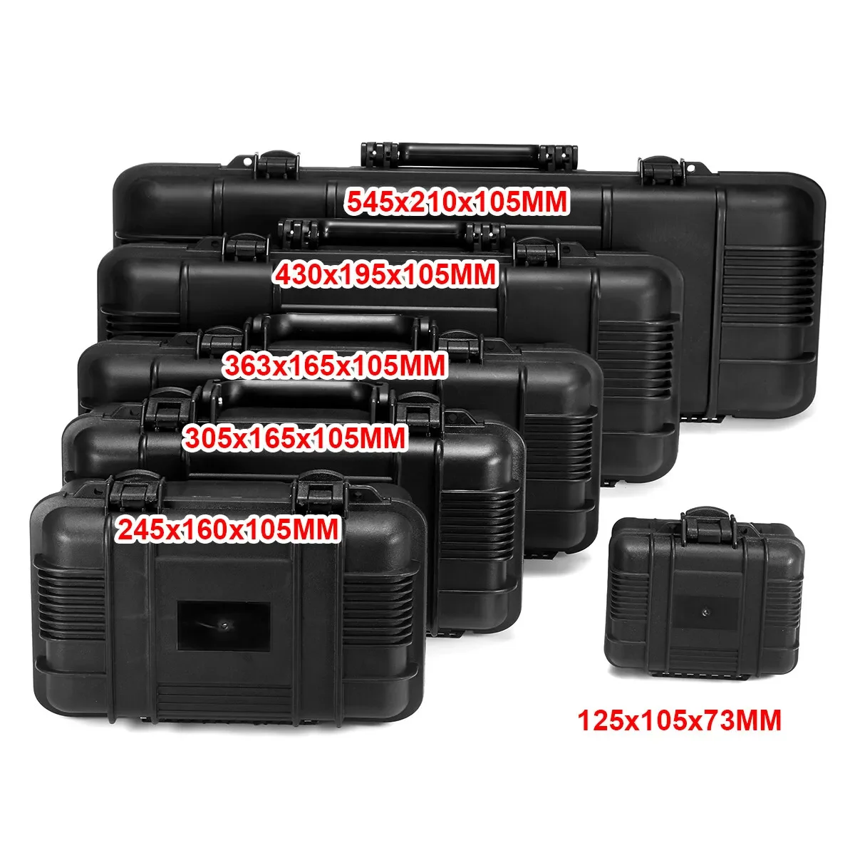 6 Sizes Black Hard Shell PP Carrying Case Portable Waterproof Impactproof Shockproof Tool Holder Sponge Box