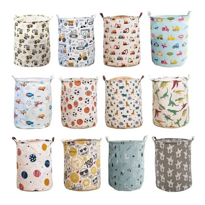 Large Size Dirty Laundry Basket Cartoon Pattern Folding Clothes Storage Bucket Kids Toy Organizer Bag with Waterproof Layer