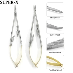 1 Pcs Dental Orthodontic Implant Castroviejo Needle Holders  Curved / Straight Surgical 14cm 16cm Dental Forcep Lab Instrument