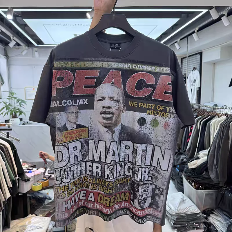 الرجعية صورة إلكتروني الطباعة غسلها جولة الرقبة تي شيرت الرجال النساء عالية الجودة المحملة قمم تي شيرت