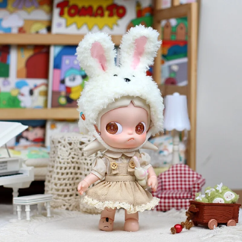 20cm Gaizi Sister's Angora Rabbit Country Dress Set with Back Belts from Zsiga - Gingerbread Man 1/8 Scale Action Figure Costume
