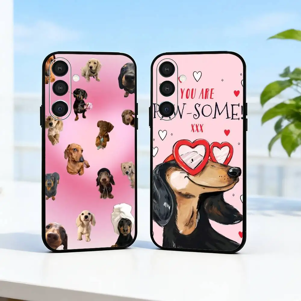 

Dachshund Sausage Dog Phone Case For Samsung A73,72,71,A52,51,40,41,A22,A32,31,A13, Soft Black Shell