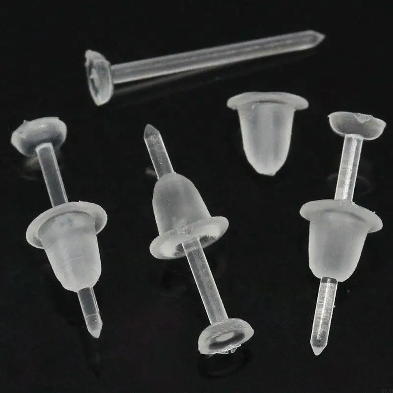 50Pair Plastic Clear Earrings Ear Work Invisible Earrings Retainers for Men
