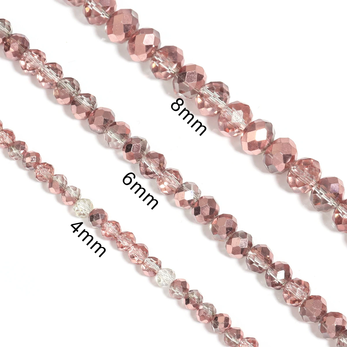 4/6/8mm Faceted Rose Brown Crystal Glass Beads Flat Round Loose Spacer Beads For Jewelry Making Diy Bracelet Earring Accessories