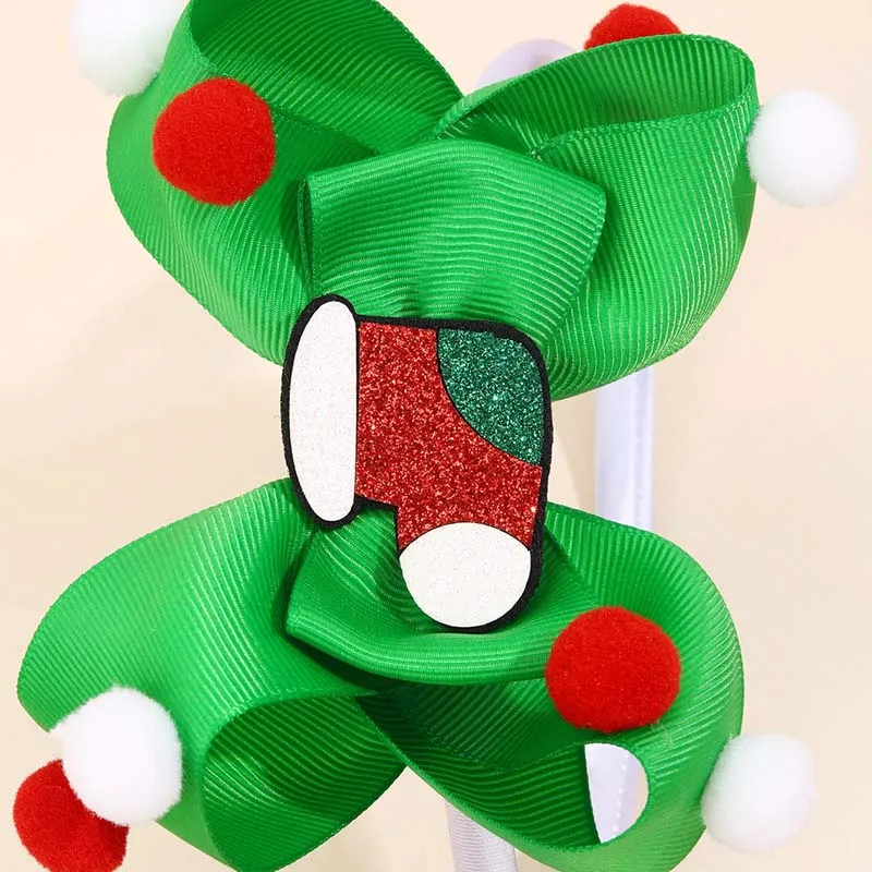 Oaoleer süße Mädchen Weihnachten Haar bänder niedlichen Weihnachts baum Plüsch Ball Stirnband Kinder Kopf bedeckung Haar Reifen Party Baby Haarschmuck