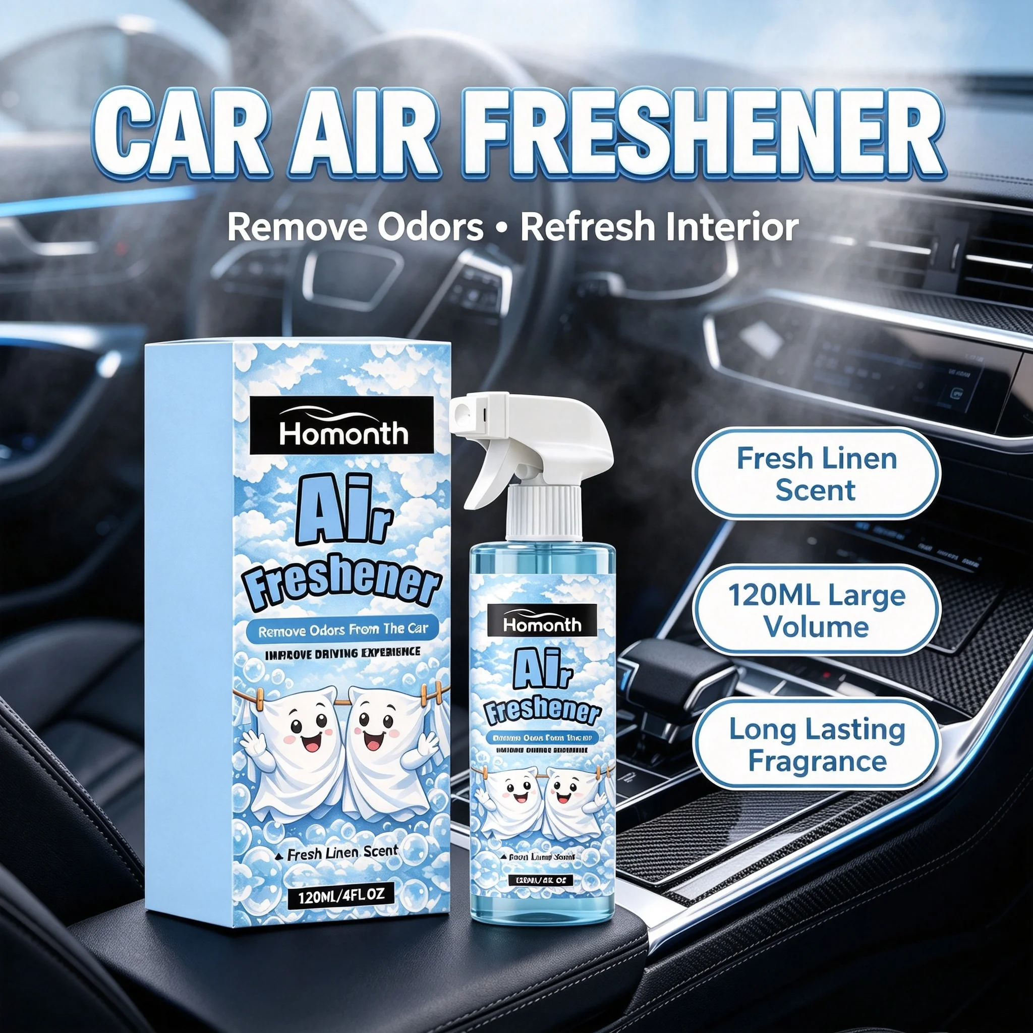 Car Air Freshener Liquid Long Lasting Car Interior Odor Eliminator Natural Cologne Scent Car Air Purifier For All Vehicle Models